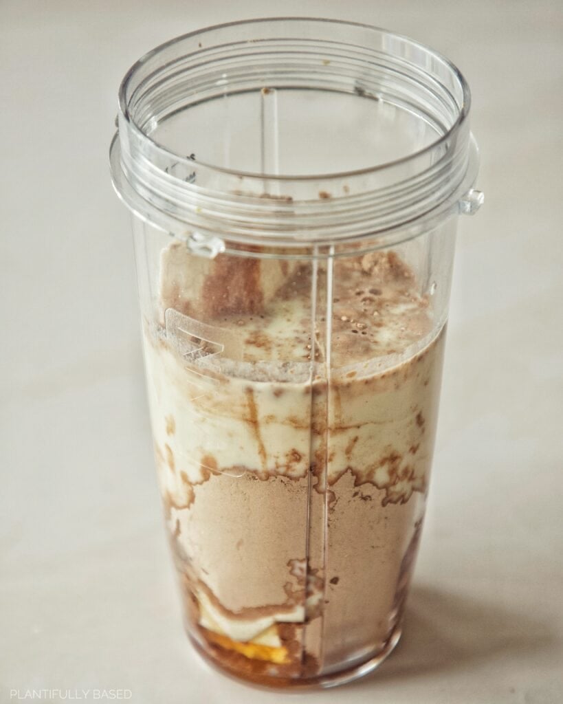 ingredients for protein chia seed pudding in a bowl