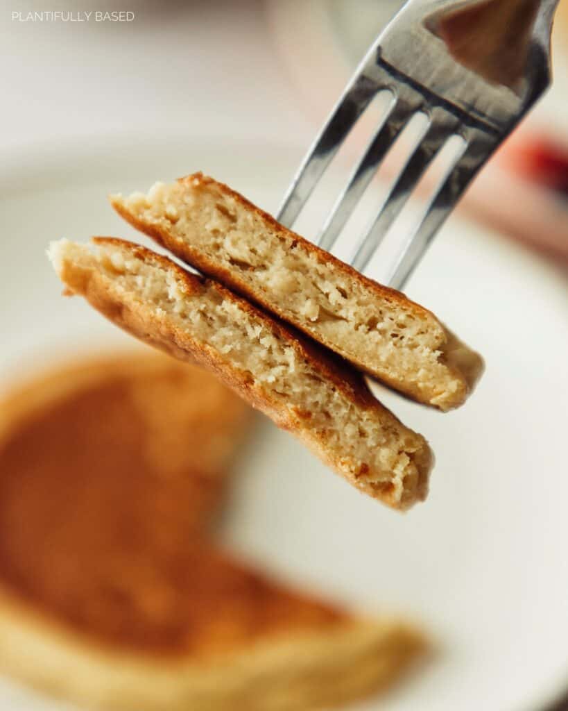 inside of high protein pancakes