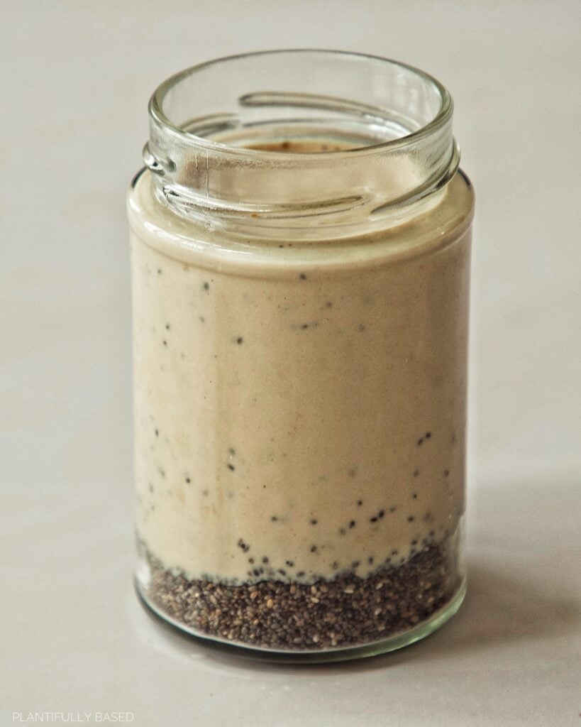 chia seeds in a jar with liquid