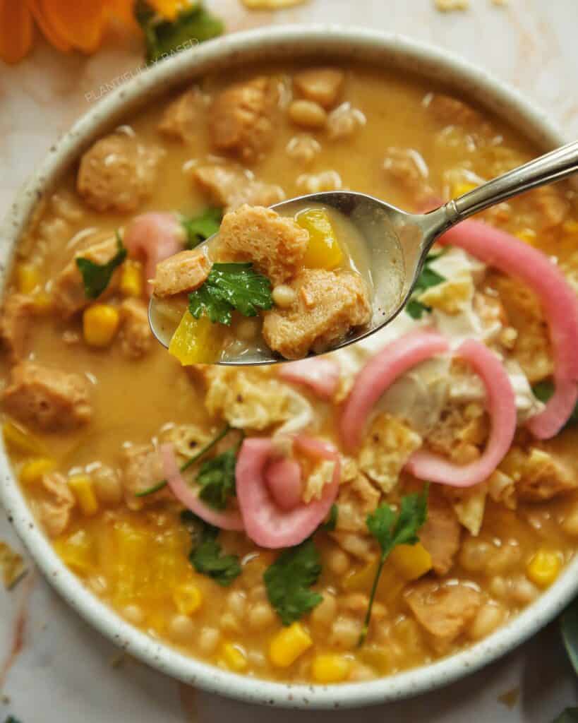 Quick & Cozy Vegan White "Chicken" Chili