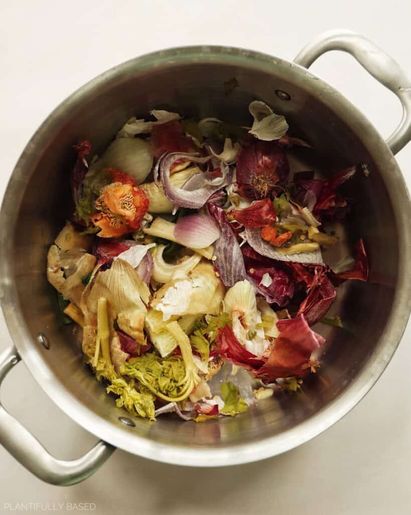 Easy Homemade Vegetable Broth from Scraps (Veggie Scrap Broth)