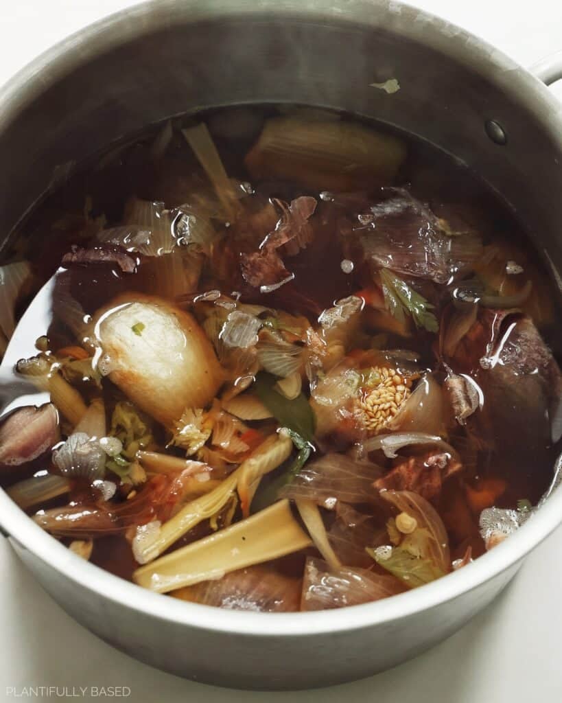 Easy Homemade Vegetable Broth from Scraps (Veggie Scrap Broth)
