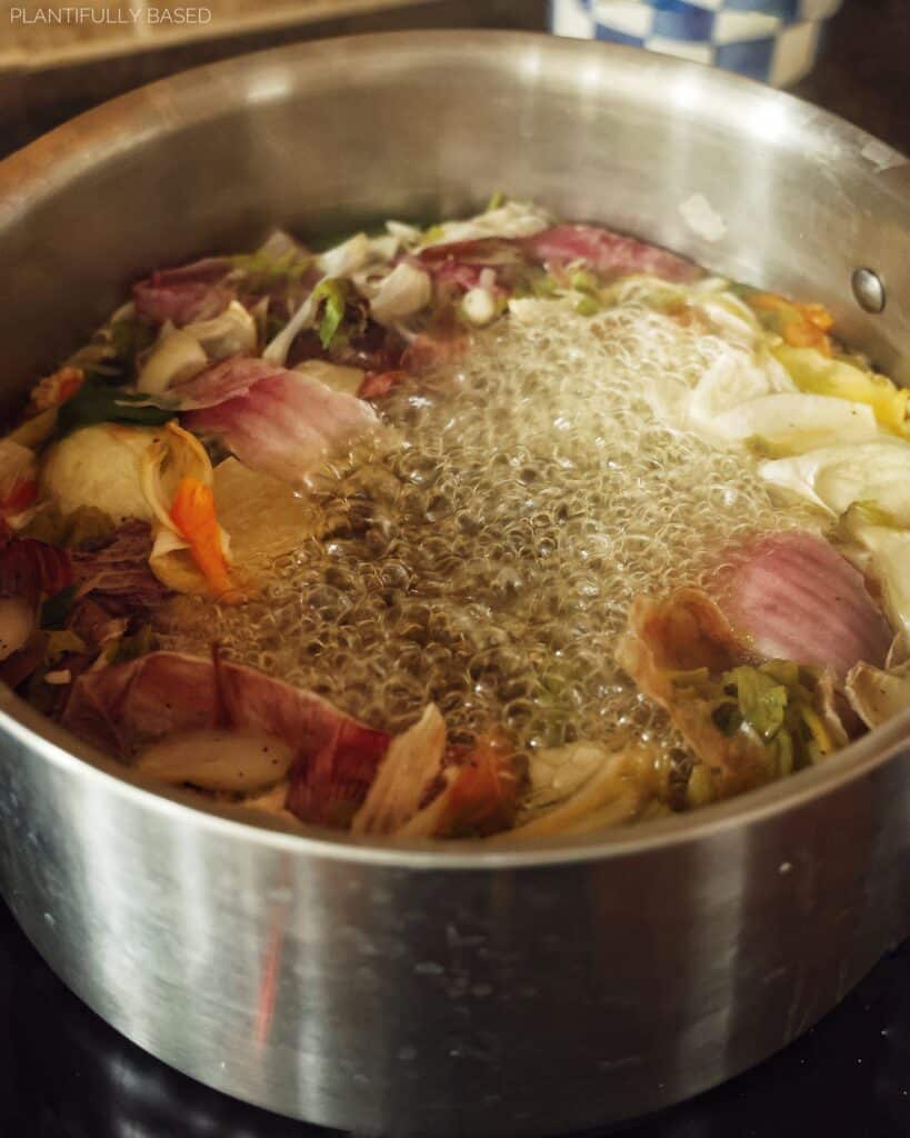 Easy Homemade Vegetable Broth from Scraps (Veggie Scrap Broth)