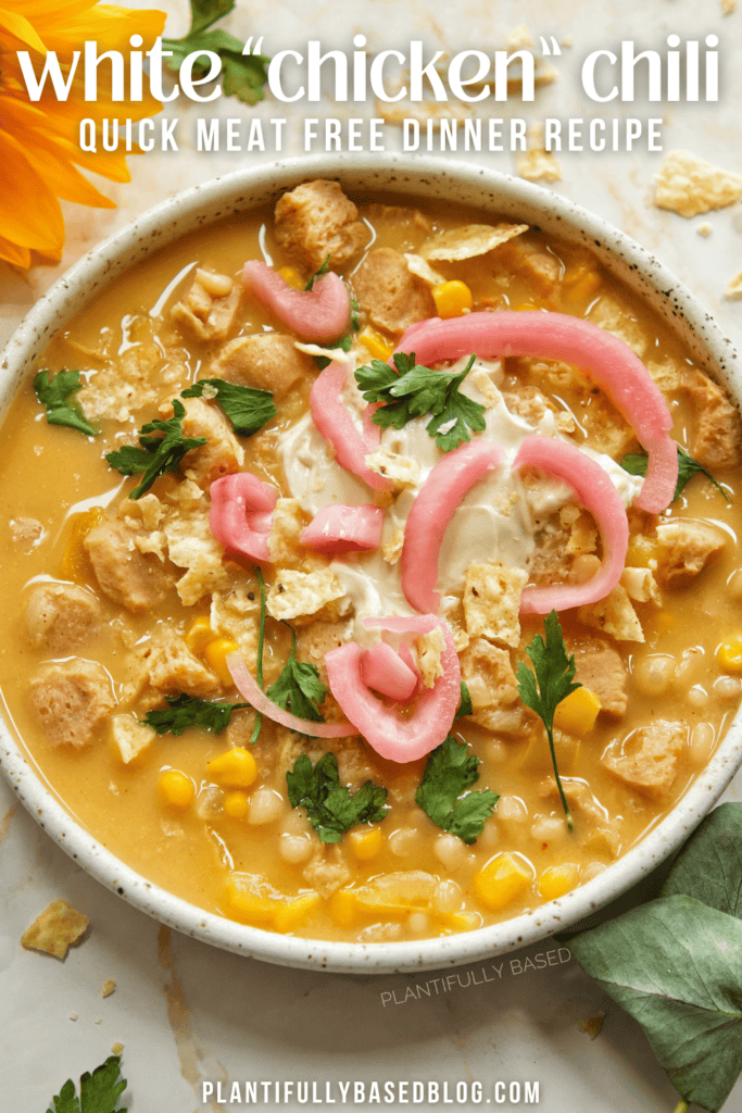 Quick & Cozy Vegan White "Chicken" Chili