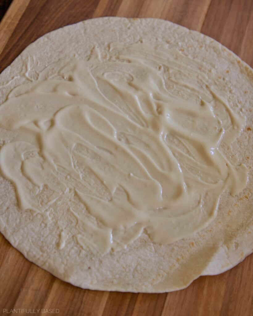 vegan mayonnaise on wrap