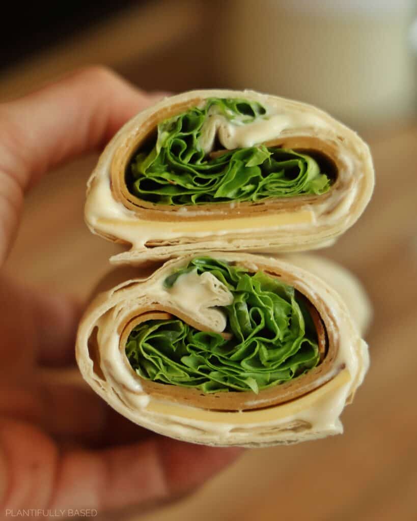 vegan mayonnaise in wrap, cross section picture