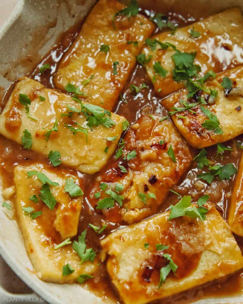 tofu marsala in a pan