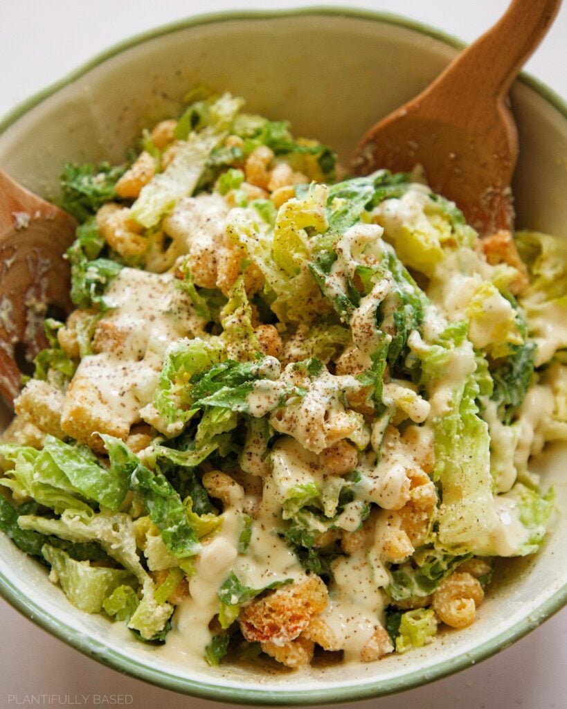 vegan caesar pasta salad