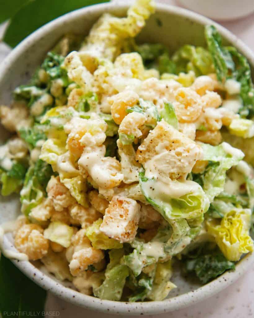 vegan caesar pasta salad