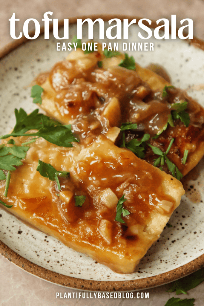 tofu marsala in a pan