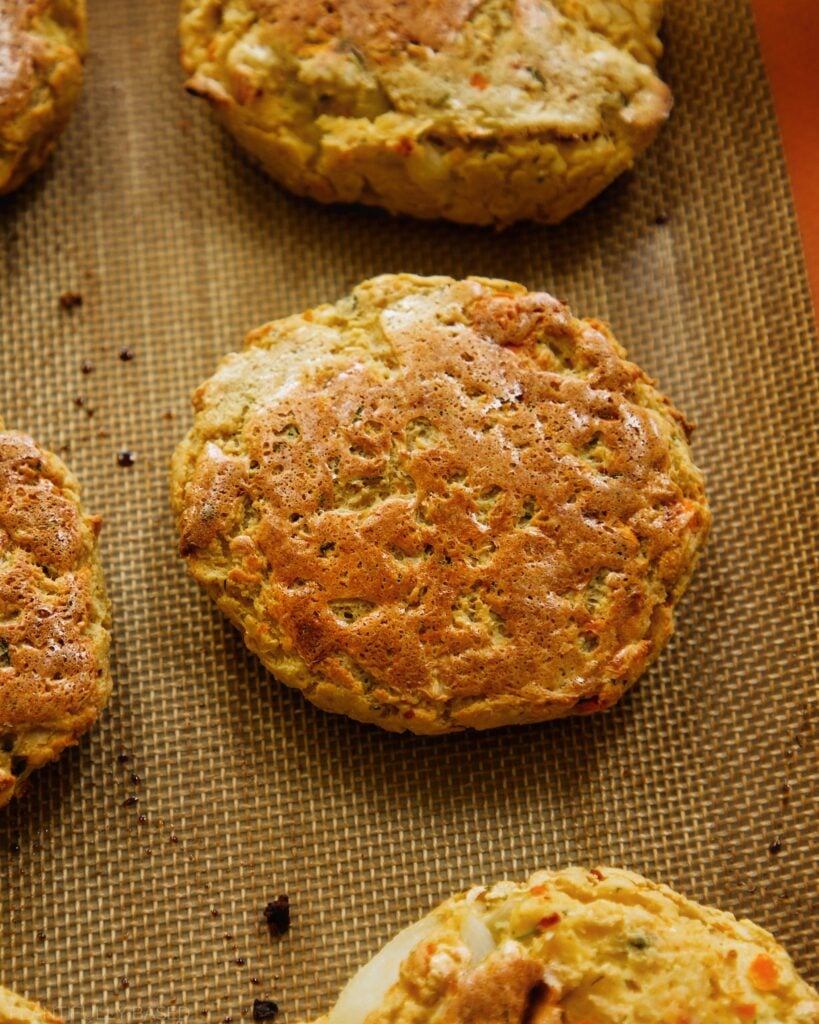 amazing Tofu & White Bean Veggie Burger (Delicious Vegan Patty) after baking