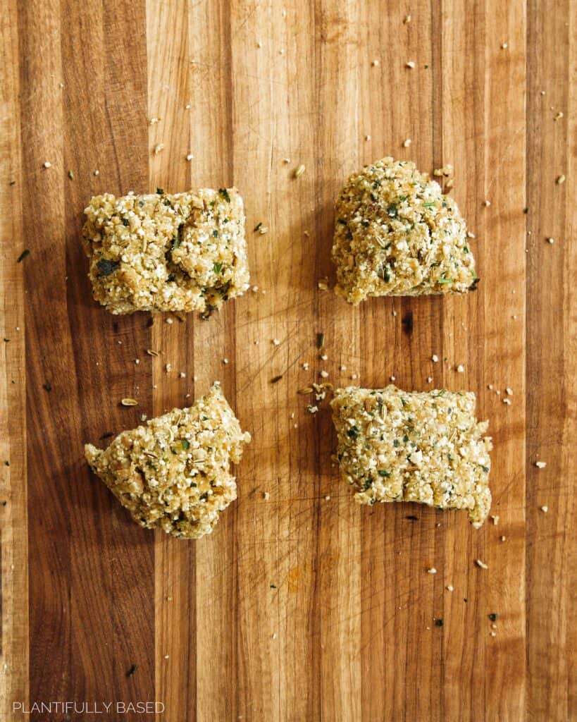 seitan dough for vegan sausage and peppers