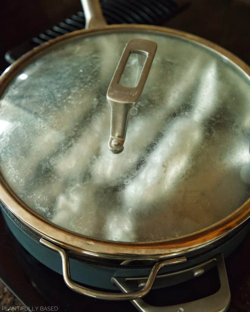 steaming vegan sausage
