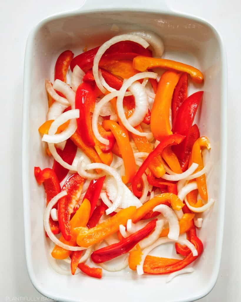 bell peppers and onions cut up