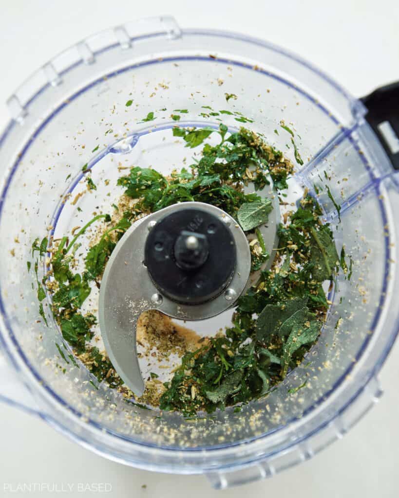 herbs and seasonings for vegan sausage and peppers