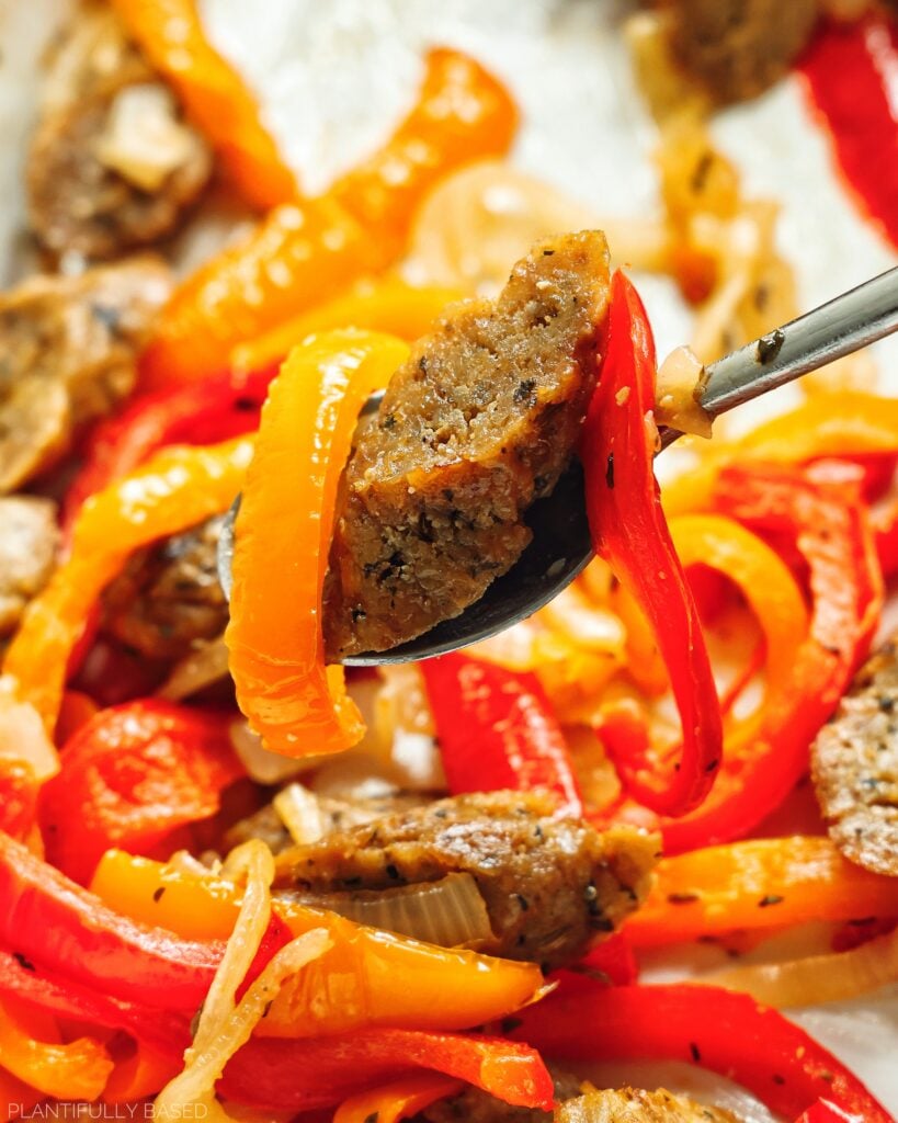 vegan sausage and peppers