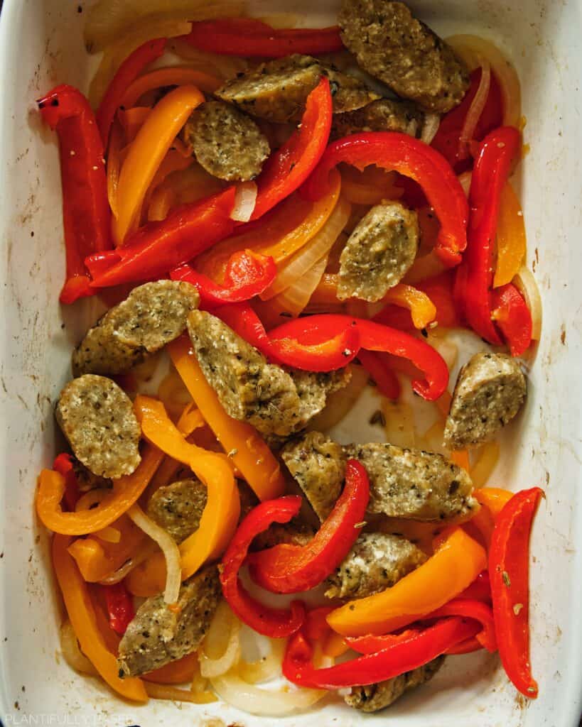vegan sausage and peppers