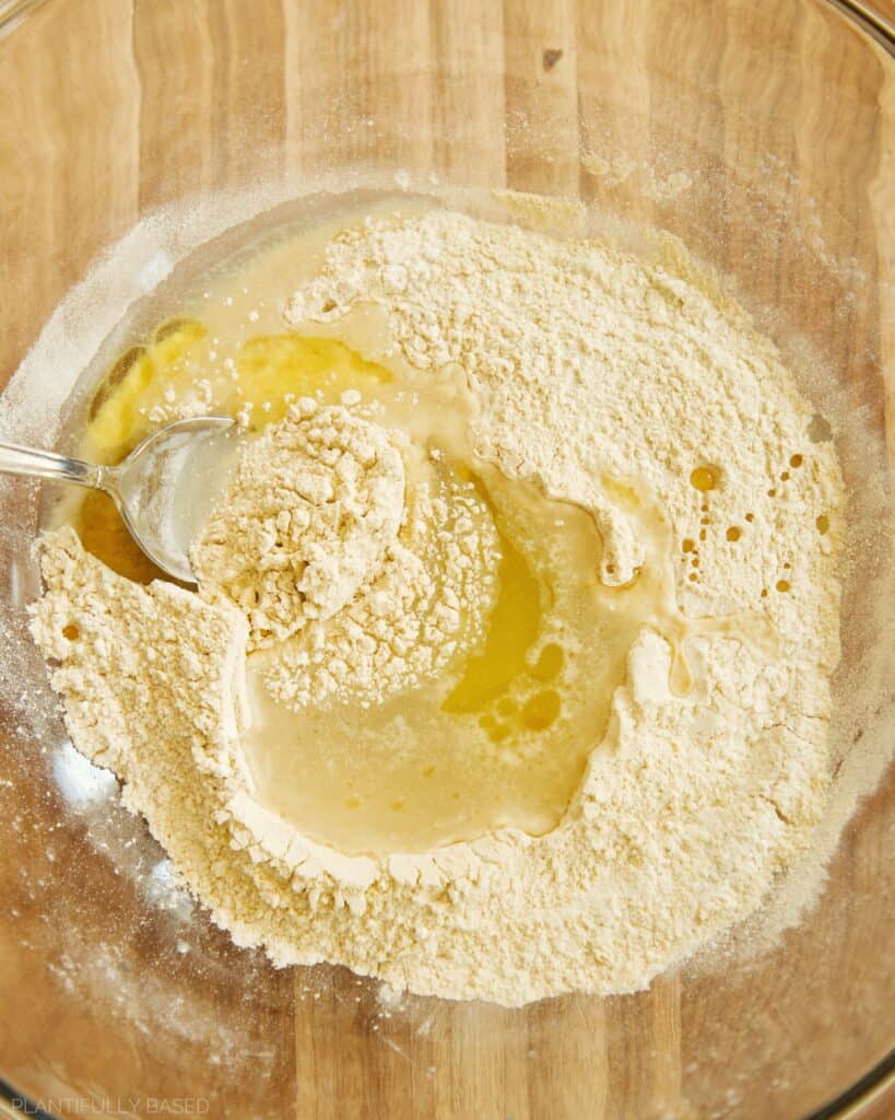 wet ingredients for High Protein Focaccia Sandwich