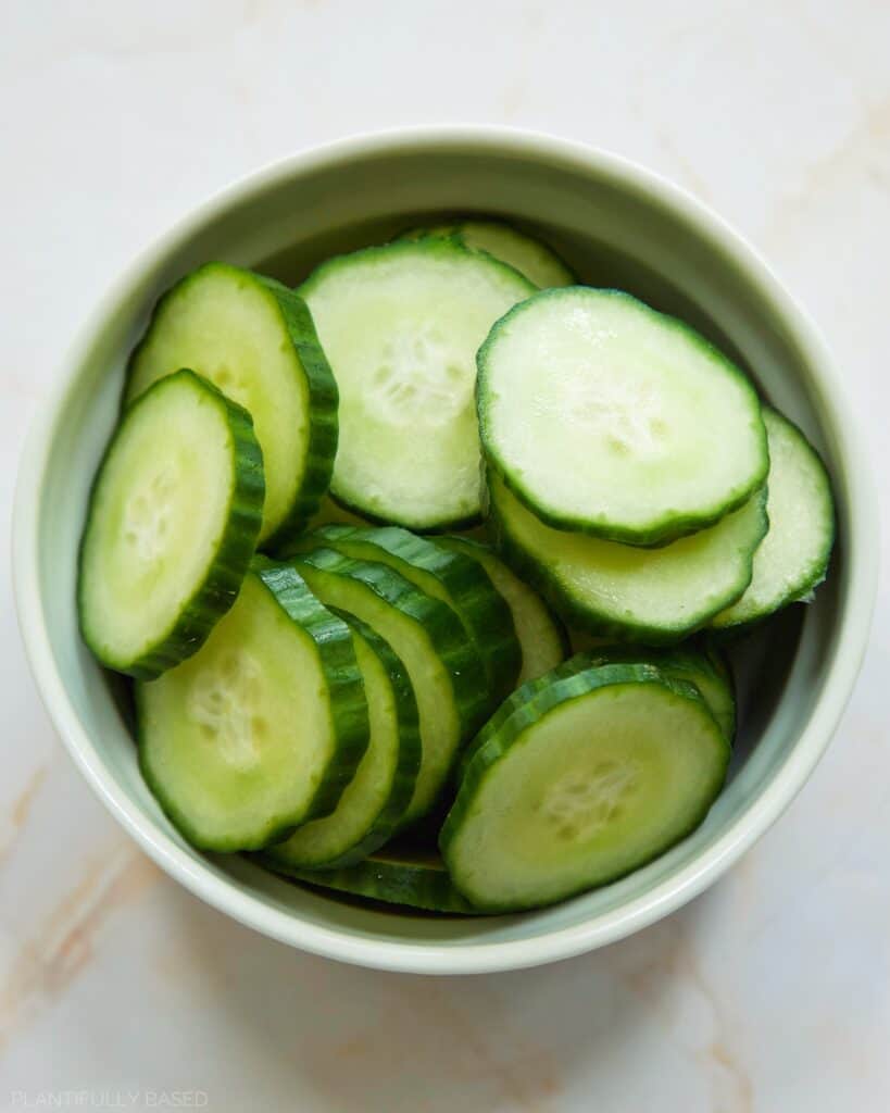 thinly sliced cucumber