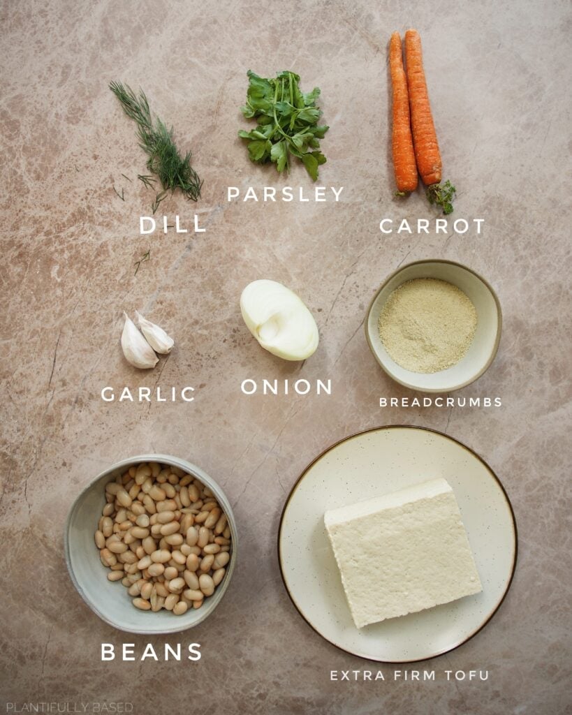 ingredients for Amazing Tofu & White Bean Veggie Burger (Delicious Vegan Patty)