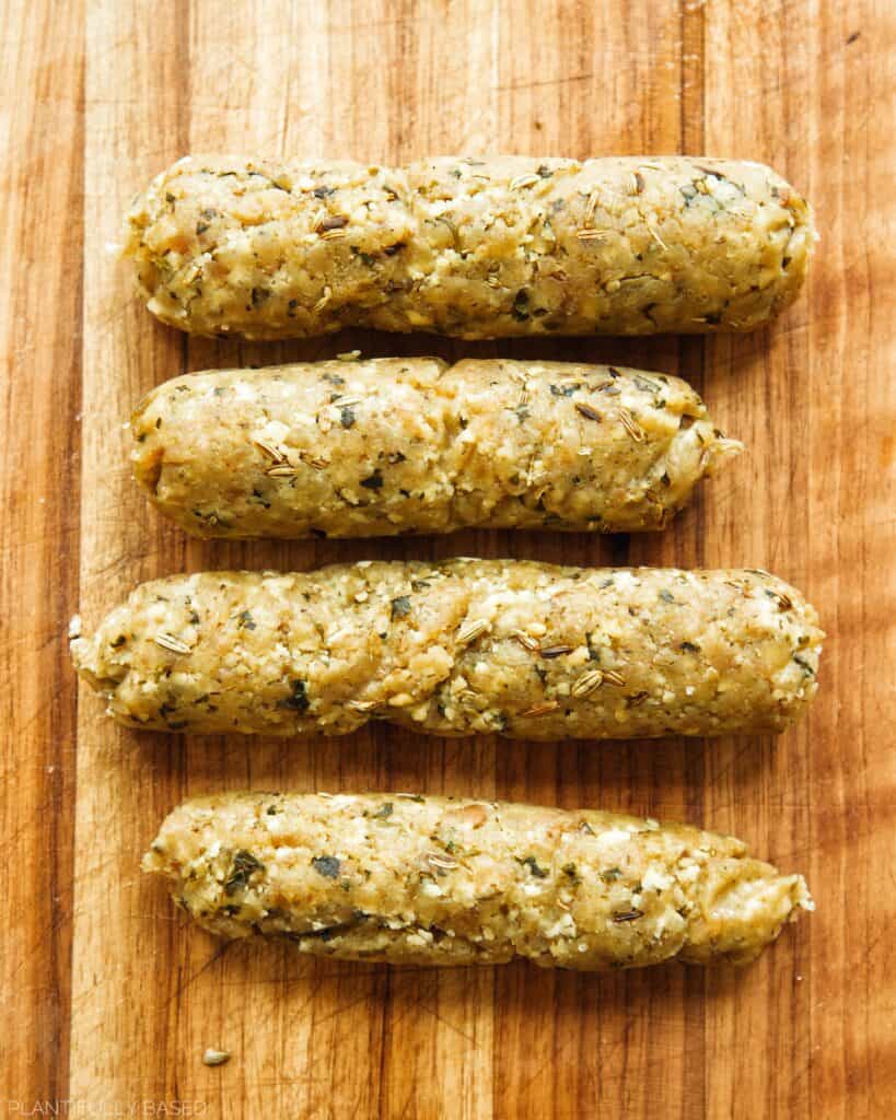 vegan sausage done cooking