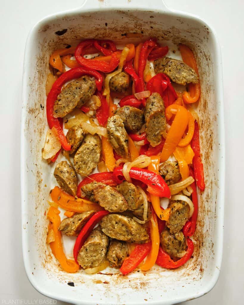 vegan sausage and peppers