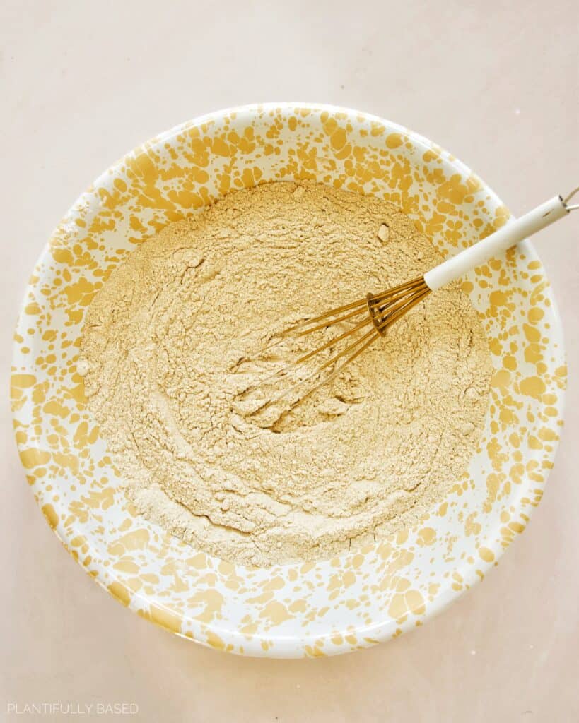 mixing dry ingredients for protein donut holes