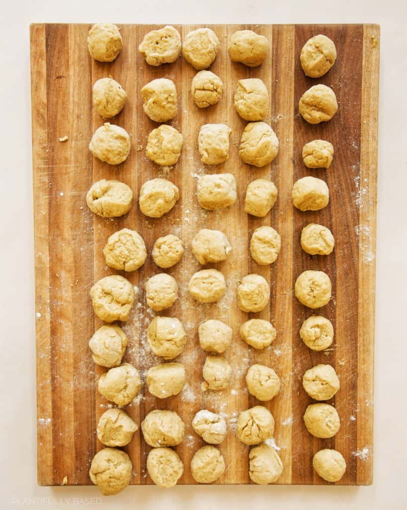 rolling dough into balls