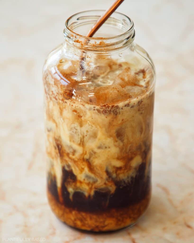This iced butternut squash latte is so perfect for fall. It is cozy and delicious.