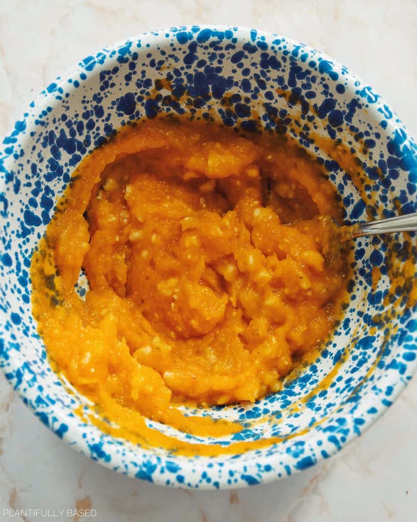 mashed banana and butternut squash puree