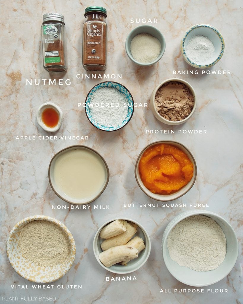 ingredients for High Protein Butternut Squash Banana Bread