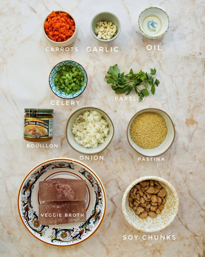 ingredients for vegan chicken soup